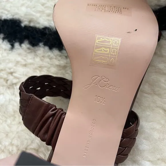 J. Crew Lucie Braided-Strap Sandals in Brown Italian leather