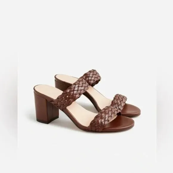 J. Crew Lucie Braided-Strap Sandals in Brown Italian leather