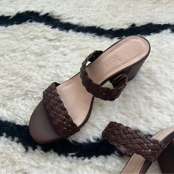 J. Crew Lucie Braided-Strap Sandals in Brown Italian leather