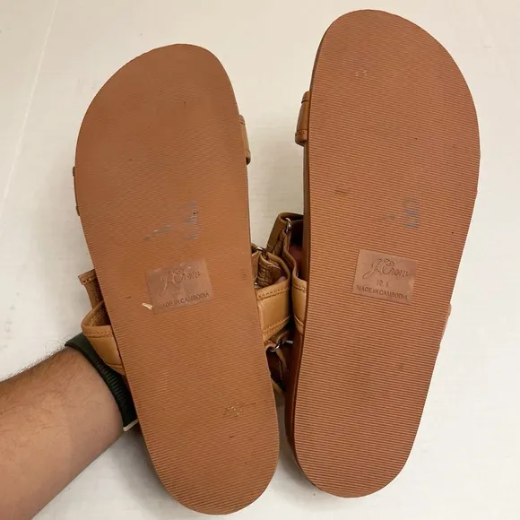J. Crew Pacific Sandals with Sporty Leather Straps in Brown Tan