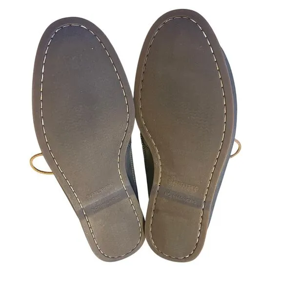 J Crew x Sperry Mens 13 Topsiders Soft LEATHER Chukka Boots Moccasins Dark Green