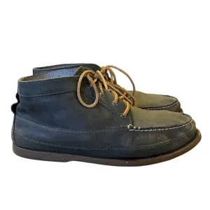 J Crew x Sperry Mens 13 Topsiders Soft LEATHER Chukka Boots Moccasins Dark Green