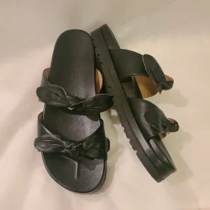 Jack Rogers | Black Double-Knot Monica Leather Sandal Sz 10