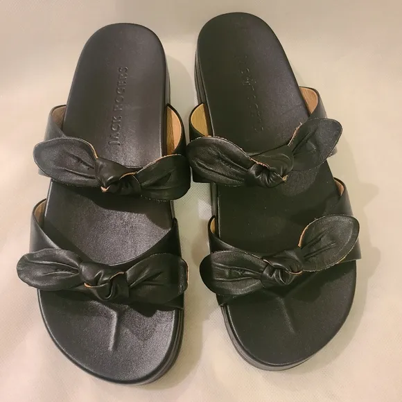 Jack Rogers | Black Double-Knot Monica Leather Sandal Sz 10