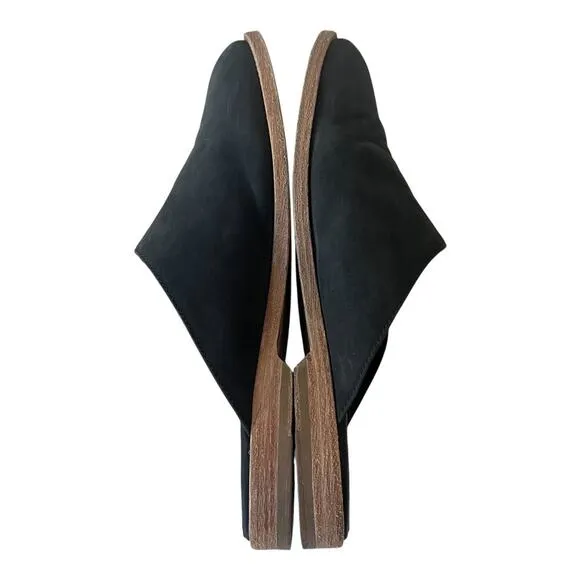 James Perse Helena Black Suede Slide On Mule Shoes Size 40 EU