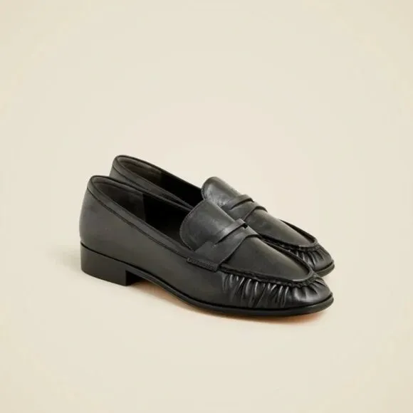 J.Crew Maison Loafers Ruched Leather Sz 5 Preppy Office Siren Work Academia