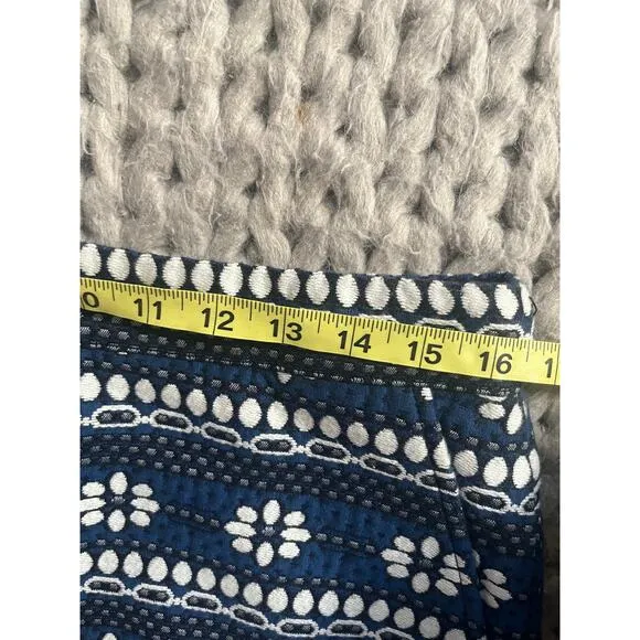 J.Crew skirt jacquard floral blue and black size 10
