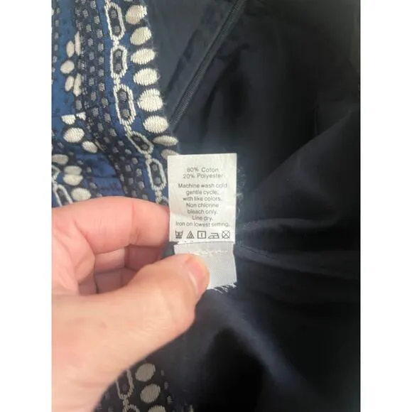 J.Crew skirt jacquard floral blue and black size 10