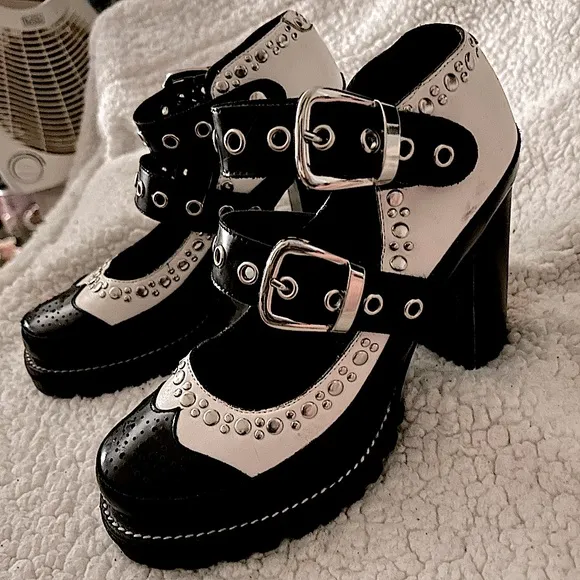 Jeffery Campbell Platform Mary Janes Oxford Wingtip Chunky studs buckles  heels