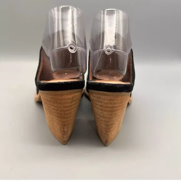 Jeffrey Campbell Crochet Heeled Leone Mules - Black &amp; Brown Shoes - Size 8