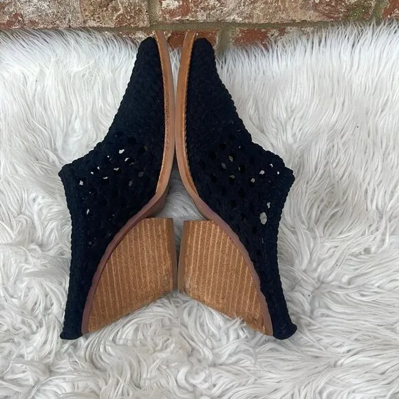 Jeffrey Campbell Crochet Heeled Leone Mules - Black &amp; Brown Shoes - Size 8