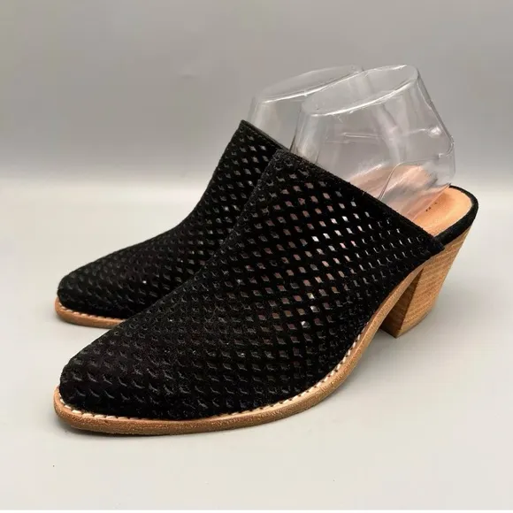 Jeffrey Campbell Crochet Heeled Leone Mules - Black &amp; Brown Shoes - Size 8