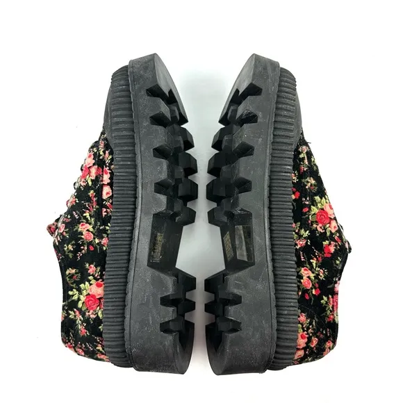 Jeffrey Campbell Velvet Floral Shoes 10 Black Floral Chunky Anthropologie