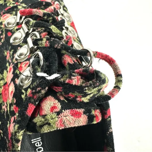 Jeffrey Campbell Velvet Floral Shoes 10 Black Floral Chunky Anthropologie