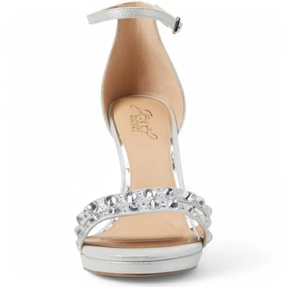 Jewel Badgley Mischka Size 5 Silver Hustle Platform Gemstone Studded Heels