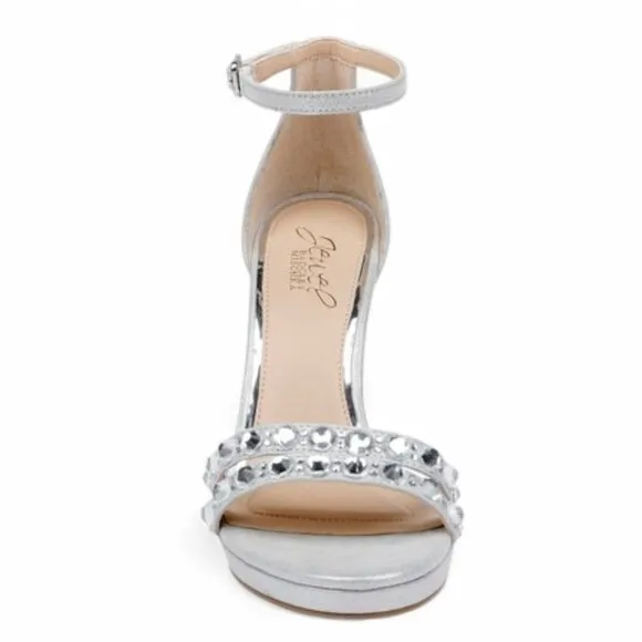 Jewel Badgley Mischka Size 5 Silver Hustle Platform Gemstone Studded Heels