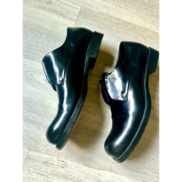 Jil Sander Women’s Oxford shoe black leather slide on round toe Size 7, 38