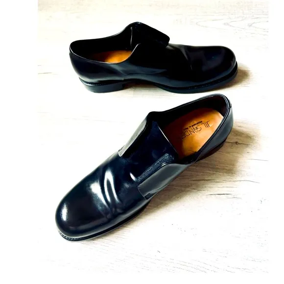 Jil Sander Women’s Oxford shoe black leather slide on round toe Size 7, 38