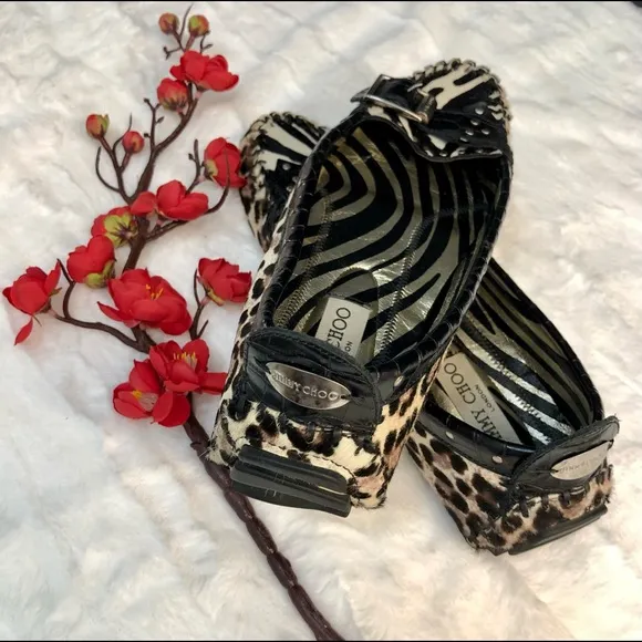 Jimmy Choo Shoes Flats ZENITH in Exotic Printed Pony Size 38 (US 7)