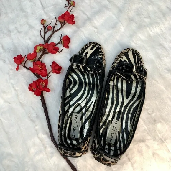 Jimmy Choo Shoes Flats ZENITH in Exotic Printed Pony Size 38 (US 7)