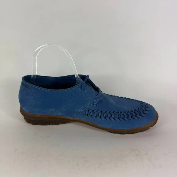 John Fluevog Earth Angel Moccasin Men's 9 Blue Nubuck Comfort Lace-Up Shoes