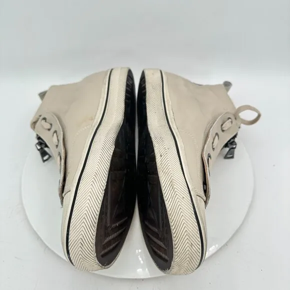 John Varvatos Vulc Men Size 12M White Beige Leather Front Zip High Top Shoes