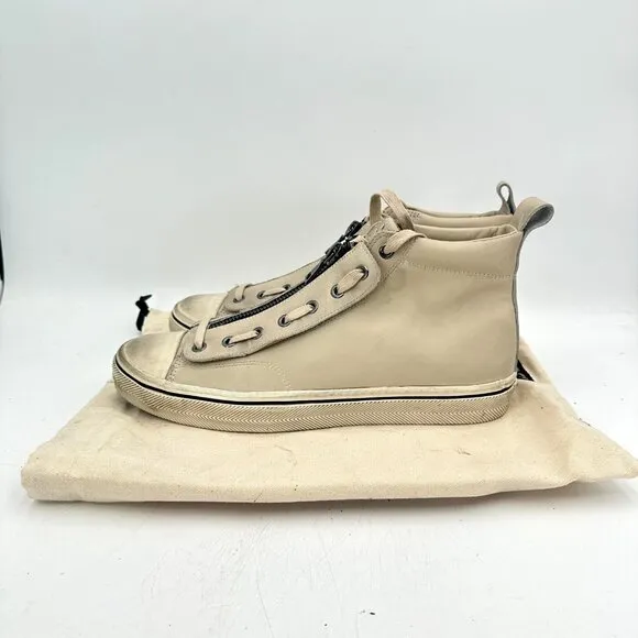 John Varvatos Vulc Men Size 12M White Beige Leather Front Zip High Top Shoes