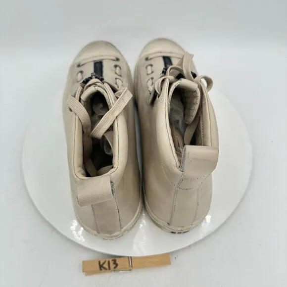 John Varvatos Vulc Men Size 12M White Beige Leather Front Zip High Top Shoes