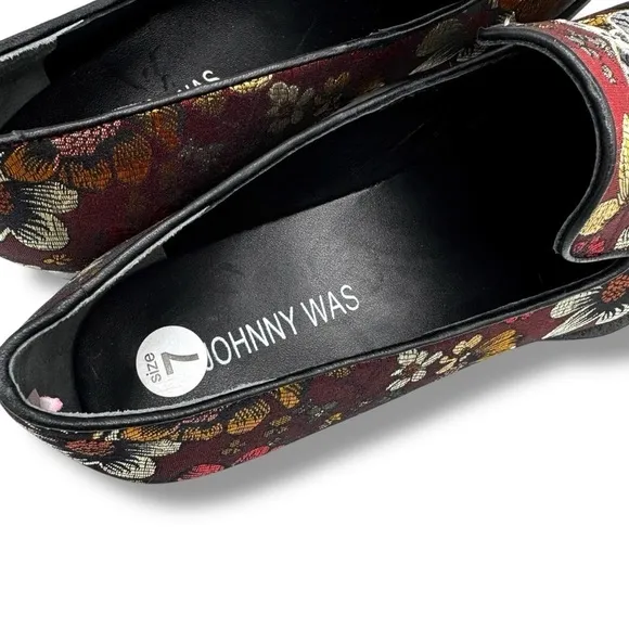 Johnny Was Jacquard Floral Embroidered Snake Loafers, Lunar New Year, Size 7