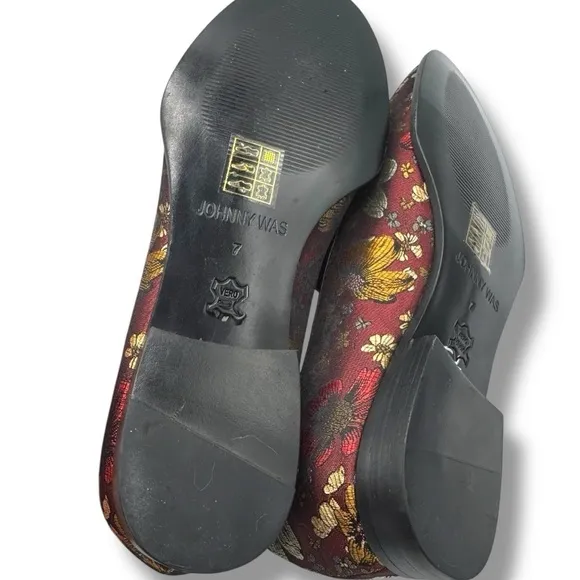 Johnny Was Jacquard Floral Embroidered Snake Loafers, Lunar New Year, Size 7