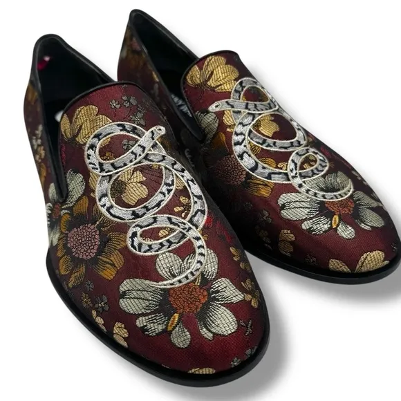 Johnny Was Jacquard Floral Embroidered Snake Loafers, Lunar New Year, Size 7