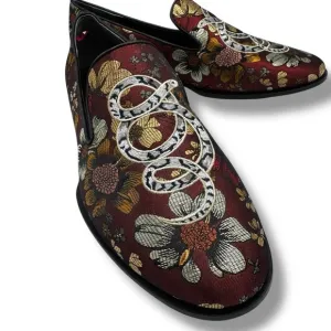 Johnny Was Jacquard Floral Embroidered Snake Loafers, Lunar New Year, Size 7