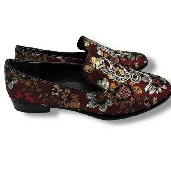Johnny Was Jacquard Floral Embroidered Snake Loafers, Lunar New Year, Size 7