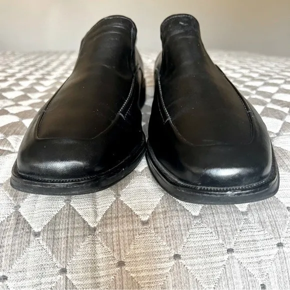 Johnston &amp; Murphy Black Leather Square Toe Slip On Loafer Shoes Men’s Size 12