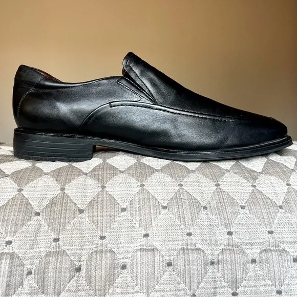 Johnston &amp; Murphy Black Leather Square Toe Slip On Loafer Shoes Men’s Size 12