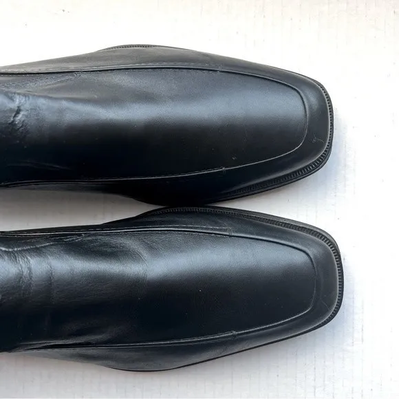 Johnston &amp; Murphy Black Leather Square Toe Slip On Loafer Shoes Men’s Size 12