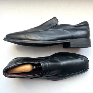 Johnston &amp; Murphy Black Leather Square Toe Slip On Loafer Shoes Men’s Size 12