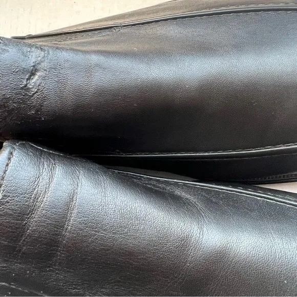 Johnston &amp; Murphy Black Leather Square Toe Slip On Loafer Shoes Men’s Size 12