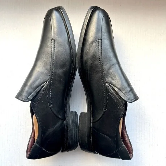Johnston &amp; Murphy Black Leather Square Toe Slip On Loafer Shoes Men’s Size 12