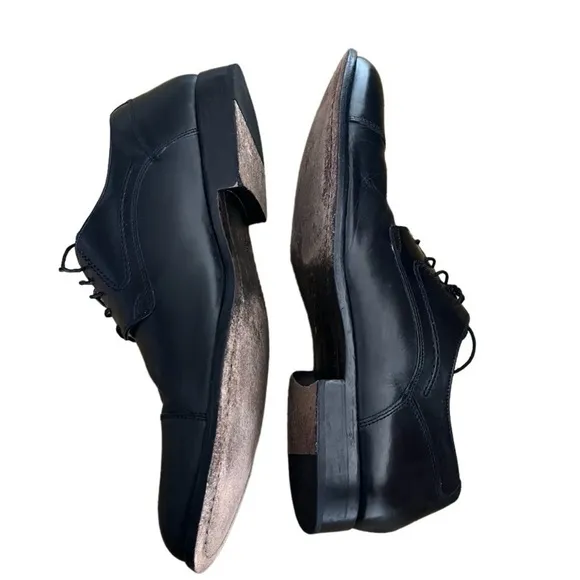 Johnston &amp; Murphy Mens Oxford Dress Shoes Black Cap Toe 12M