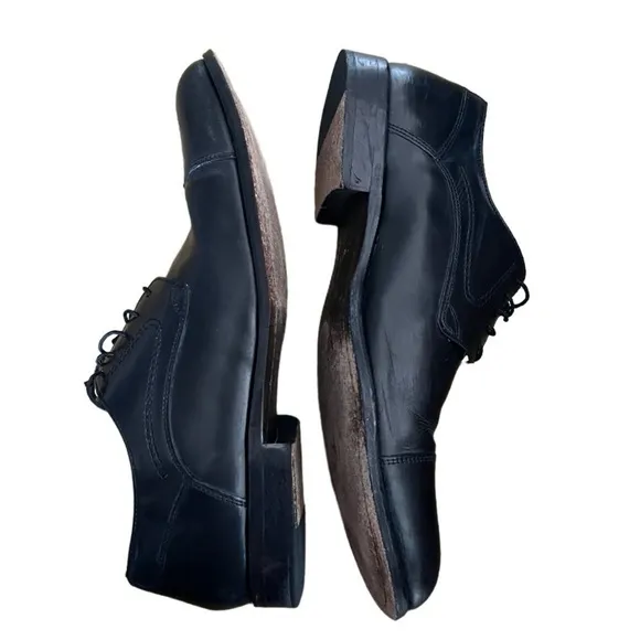 Johnston &amp; Murphy Mens Oxford Dress Shoes Black Cap Toe 12M