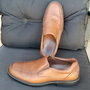 Johnston &amp; Murphy XC4 BROWN Leather Loafers (Men 10.5M) Dual Width Comfort Shoes