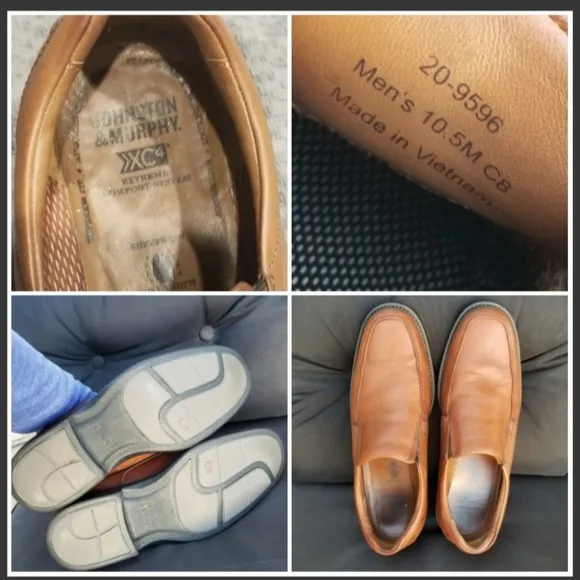 Johnston &amp; Murphy XC4 BROWN Leather Loafers (Men 10.5M) Dual Width Comfort Shoes