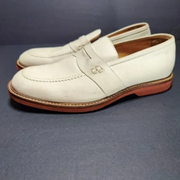 Johnston Murphy Men's Vintage Leather Penny Loafers Shoes Ivory Casual 1…
