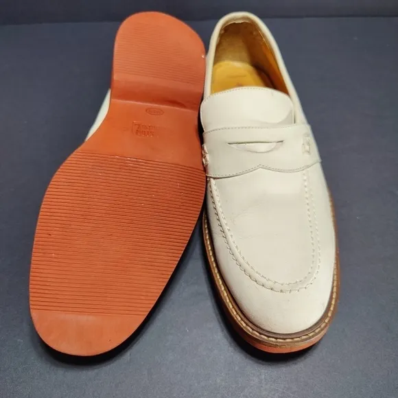 Johnston Murphy Men's Vintage Leather Penny Loafers Shoes Ivory Casual 1…