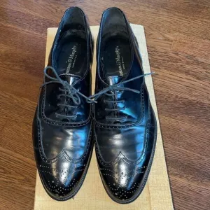 Johnston &amp; Murphy Corvino black leather oxford lace up dress shoes
