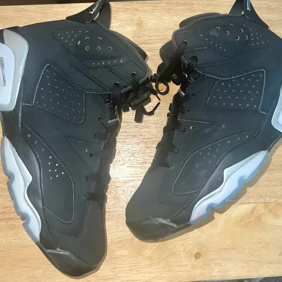 Jordan Black and Silver Athletic Shoes with Air Unit