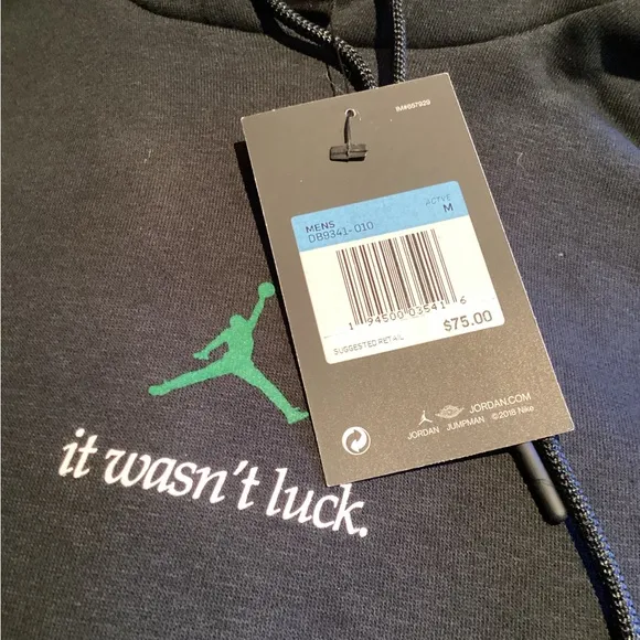Jordan Brand × Nike × Streetwear x &quot;it wasn't luck&quot; Graphic Hoodie Size Medium