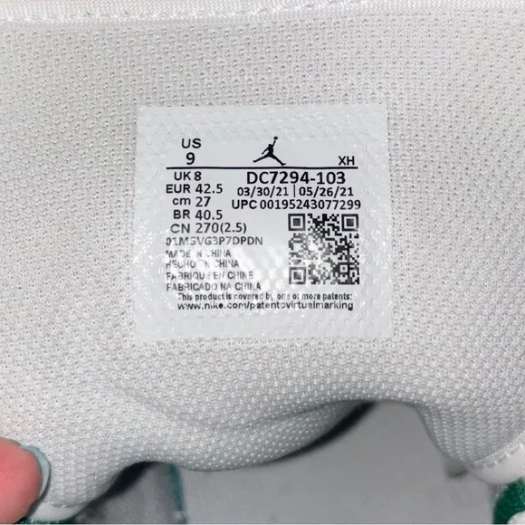 Jordan Size 9- Green and White High-Top Sneakers
