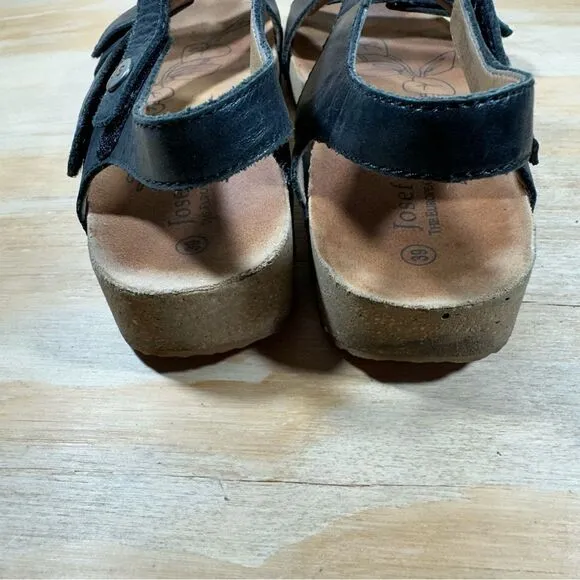 Josef Seibel Tonga 25 Black Leather Sandals Women’s Size 8